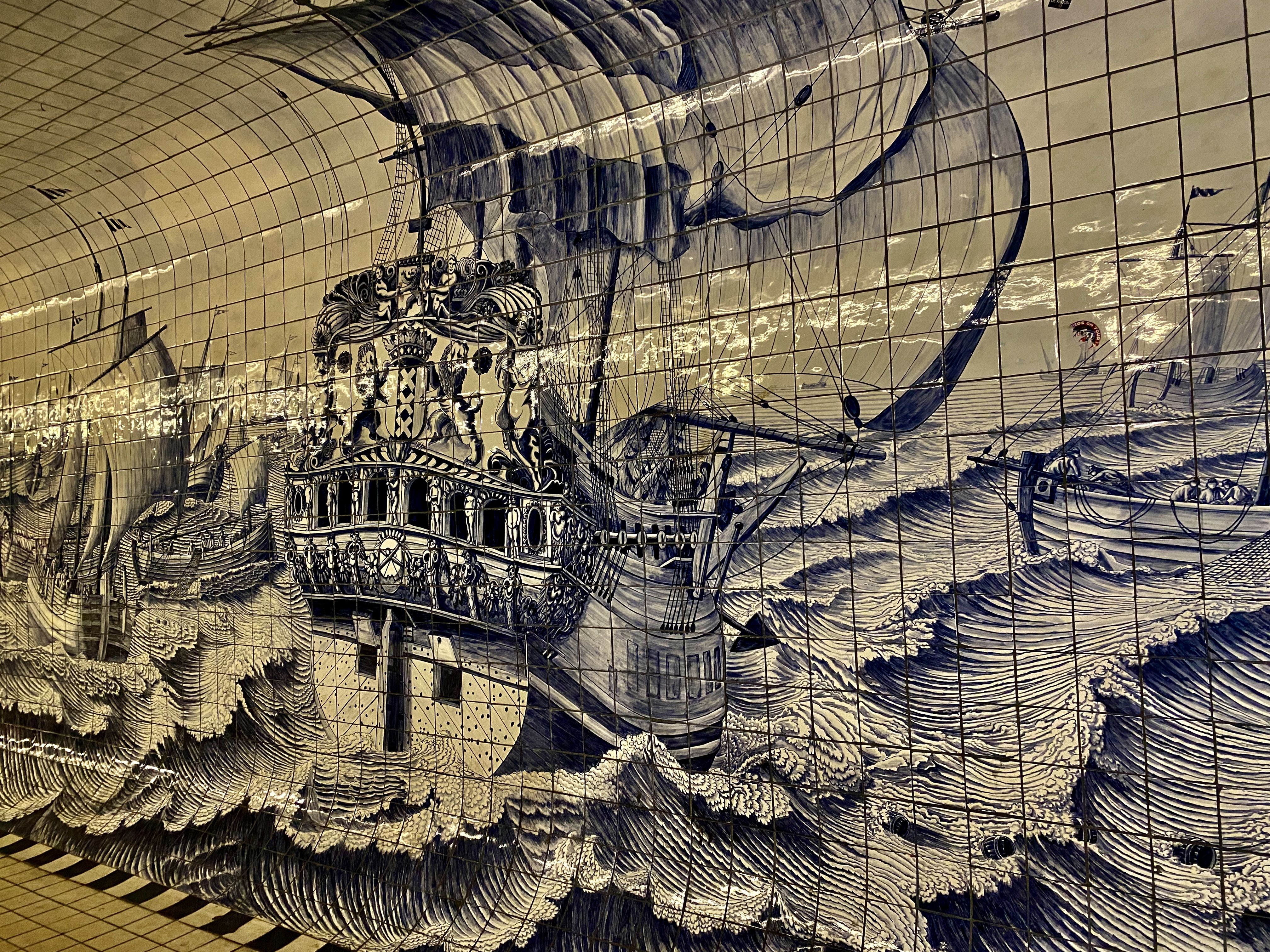 tiles showing ships trading cocoa 